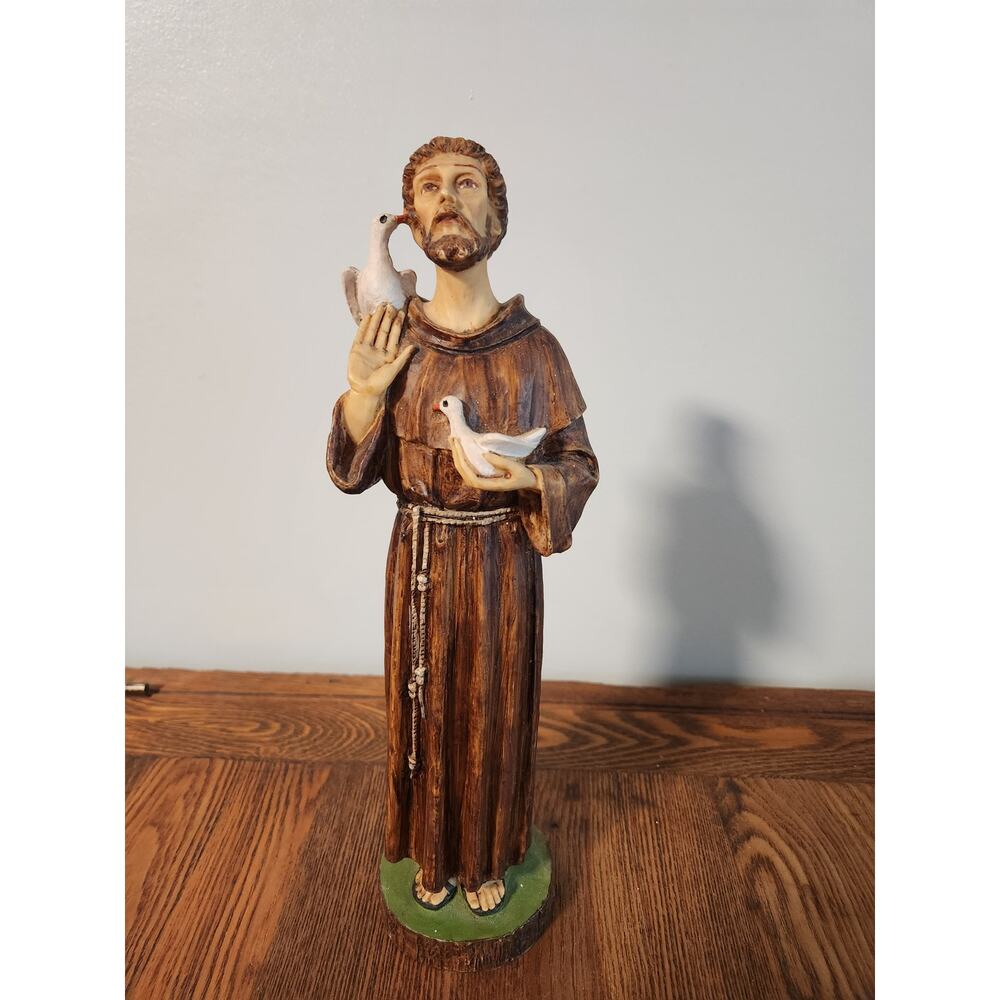 Saint Francis of Assissi Statue Saint of Animals Handpainted Made in Italy